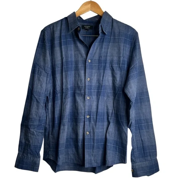 Banana Republic Navy Checkered Button-Down Shirt – Untucked Fit - Picture 1 of 6